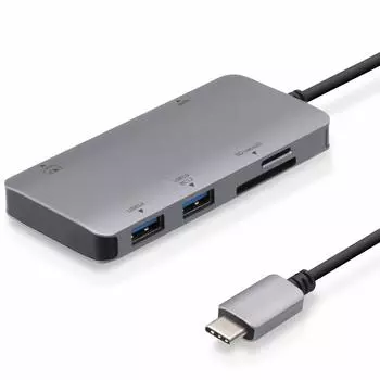 Elecom Док-станция USB-концентратора 100 Вт Совместимость с PD x 1 порт x 2 порта Совместимость с 4K HDMI x 1 порт Слот Длина кабеля Заряжает до 30 см Macbook Type-C серебряный