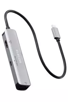 Elecom USB-концентратор, док-станция USB PD100W, совместимый с USB для зарядки HDMI LAN, серебристый, 4-в-1, Type-C, Type-C (3,1) ДСТ-C29SV серебряный