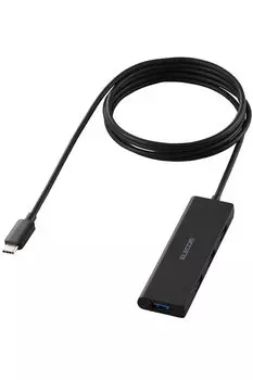 Elecom USB-концентратор USB-C Подключение USB3.2 (Ген1) 5 Гбит/с 4 порта с питанием от шины 150 см кабель небольшой и легкий дизайн черный U3HC-H044BK/E