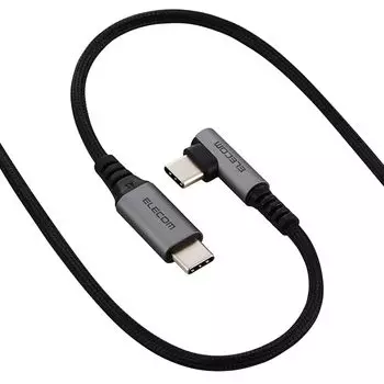ELECOM USB Type-C cable 0.3m (USB-C to USB-C) L-shape 60W PD compatible nylon mesh [USB-IF certification] black MPA-CCECL03BK