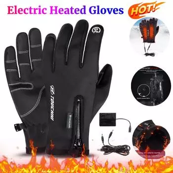 Electric Heated Gloves Winter Warm Gloves USB Touch Screen Gloves Motorcycle Snowboard Cycling Hand Warmer for Driving Skiing M чёрный