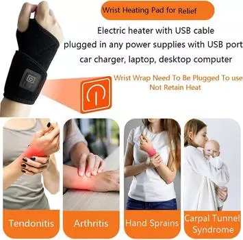 Electric Heated Wrist Support sleeve 3Level Adjustable Wrist guard Breathable Hand Massager Sports and Hand Joint Protector Tool