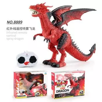 Electric Infrared Remote Control Spray Flying Dragon Toy Sound And Light Walking Dinosaur Children Dinosaur Model Toy