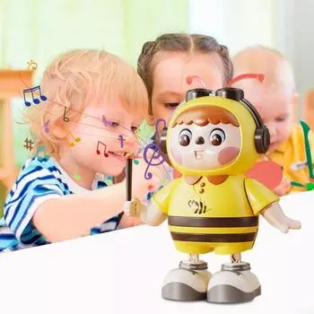 Electric Singing Dancing Bee Toy with LED Light Music Kids Walking Bee Toy Toddlers Boys Girls Interactive Educational Animal Musical Toy синий