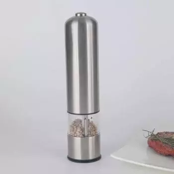 Electric Stainless Steel Black Pepper Grinder Ceramic Core Home Sea Salt Grinder Steak Gift Box Spice Grinder Kitchen Tools светло-серый