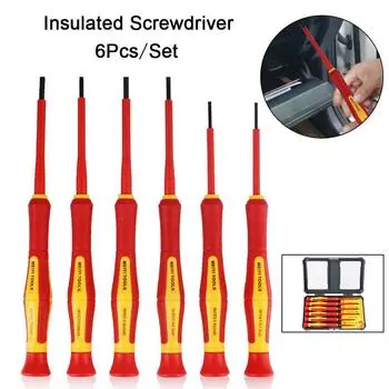Electrician Tools Insulated Screwdriver Set Portable 6Pcs/Set Plum Blossom Head Slotted Head Convenient With Case Magnetic 1000V