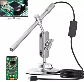 Electron microscope camera compatible with iPhone AMTORIN USB microscope Compatible with IOS Android Windows MacBook No screen delay with wired no серебряный