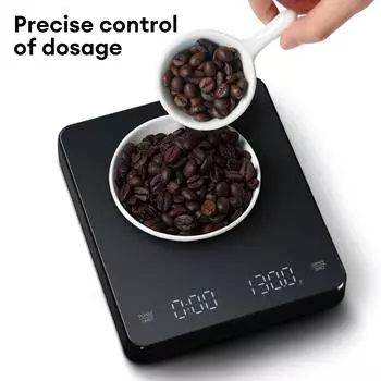 Electronic Coffee Scale with Timer LED Screen Auto Timer USB 3kg 0.1g g/oz/ml High Precision Measures Smart Kitchen Scale
