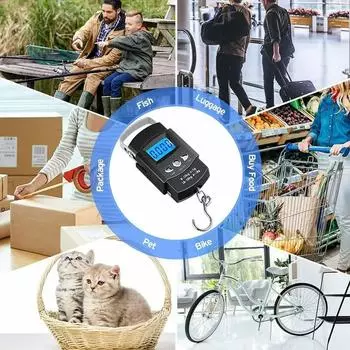 Electronic Digital Scale Travel Fish Luggage Hanging Hook Weight Portable LCD Mini Pocket Digital Travel Backlight Weight Tools чёрный