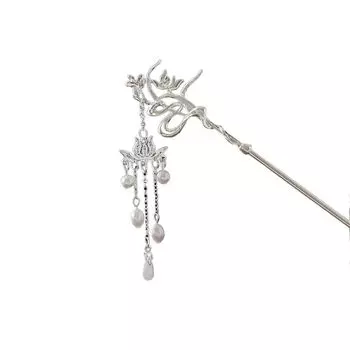 Elegant Retro Hair Accessory Tassel Lotus Alloy Chinese Style Hair Clasp Hairpin Hair Fork Women Hair Stick