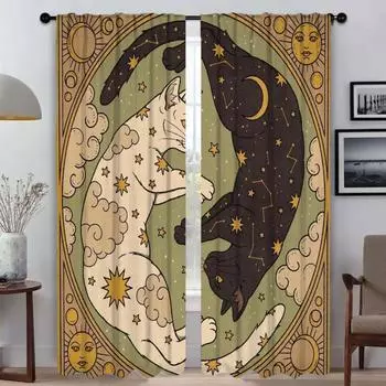 Elegant Room Curtains for Camera Cat Tulle for Bedroom Blackout Curtain Anti-mosquito Curtains 2 Pieces Shades Partition Living W50xH70cmx2pcs-CL