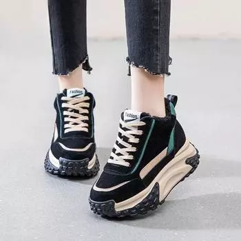 Elegant With Medium Heels Ladies Shoes Laces Lace-up Padded No Slipery Chic Fashion 2024 Plus Warm Furry Boot Women s Snow Boots 35