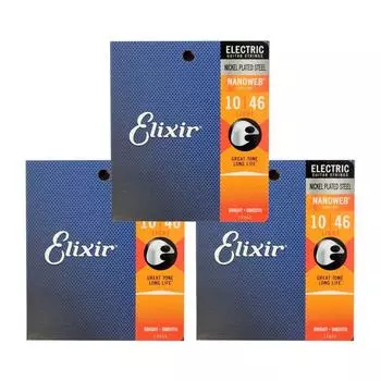 Elixir 12052 NANOWEB Light 10-46 струны для электрогитары x 3 комплект