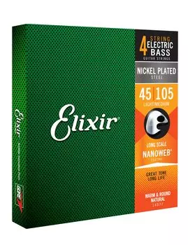 ELIXIR Elixir басовые струны NANOWEB никель с длинной мензурой легкие/средние .045-.105 #14077 []