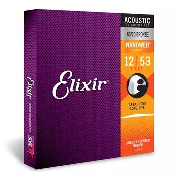 Elixir Elixir Струны для акустической гитары NANOWEB 8020 Bronze Light .012-.053 #11052 []