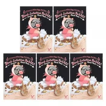 Elizavecca, Witch Piggy, Hell-Pore, Black Solution Bubble Serum Beauty Mask Pack, 5 масок, 28 г (1 унция) каждый
