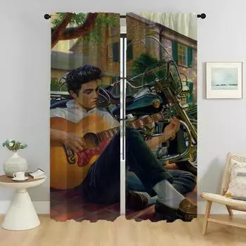 Elvies Partition Window Curtain for Room 2 Panel Curtains for Bedroom Shades Halloween Decoration Home Interior Curtains Living W50xH70cmx2pcs-CL