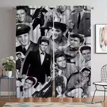 Elvis Window Curtain for Room 2 Panel Blackout Curtains for Camera Halloween Decoration Home Interior Curtains Shades Partition W50xH70cmx2pcs-CL