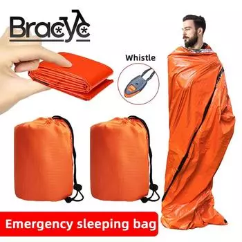 Emergency Sleeping Bag Portable Survival Bivy Sack PE Aluminum Film Warm Waterproof Thermal Blanket Camping Outdoor Equipment