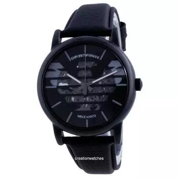 Emporio Armani Luigi Skeleton кожаные автоматические мужские часы AR60032 чёрный