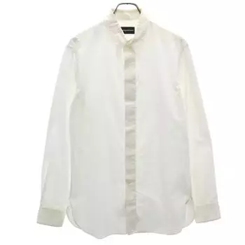 Emporio Armani Рубашка из хлопка с длинным рукавом и перфорацией 39 белая Мужская Б/У