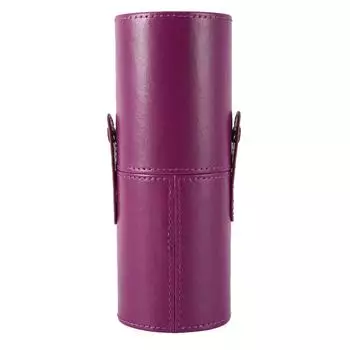 Empty Portable Travel Makeup Brushes Round Pen Holder PU Leather Cosmetic Case (Purple)