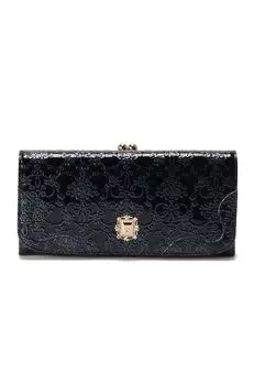Enamel Wallet Clasp Flap Long Wallet Roomy 310491 Lightweight Navy [Anna Sui] Women s