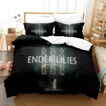 Ender Lilies Quietus of the Knights Set Boys Girls Twin Queen Size Duvet Cover Pillowcase Bed Boys Adult Home Textileextile EU single(135x200cm)