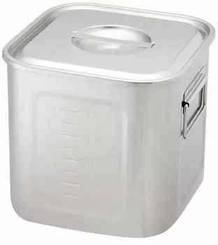 Endo Shoji Commercial Deep Square Kitchen Pot with scale Molybdenum Stainless Steel AKK05019 19.5cm (hand included)