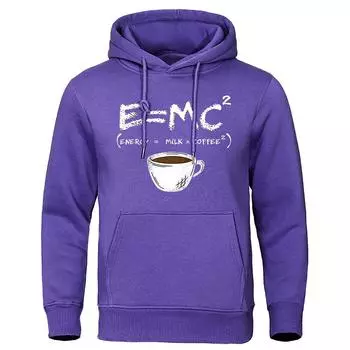 Энергия=Молоко+Кофе Принт E=MC2 Забавная толстовка Женские свободные худи оверсайз Повседневный свитшот Уличный хип-хоп худи S
