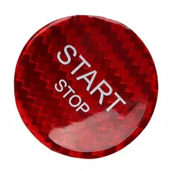 Engine Start Stop Button Switch Cover Carbon Fiber Ignition Starter Switch Sticker Replacement for красный