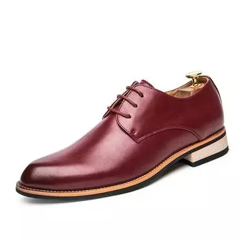 English Style Red Classic Men s Leather Casual Shoes Interview Men s Business Shoes Versatile Pointed Groom s Wedding Shoes 38 чёрный