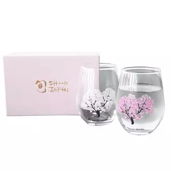 Enjoy the temperature of Marumo Takagi ceramics Cherry blossoms in full bloom Cool feeling Cherry blossom free glass pair set Japan Glass Gift