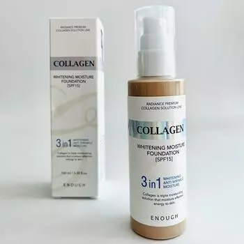 ENOUGH Collagen Whitening Moisture SPF15 Foundation 100 мл 3в1 Отбеливание, против морщин, увлажнение 23 бежевый/естественный