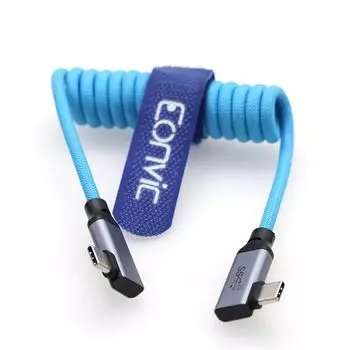 Eonvic USB C - 3.1 плетеный спиральный кабель GEN 2 10 Гбит/с 100 Вт кабель для зарядки iPhone 15 Pro Max Plus Samsungs Galaxy планшет ноутбук (Синий, RA C-RA C)