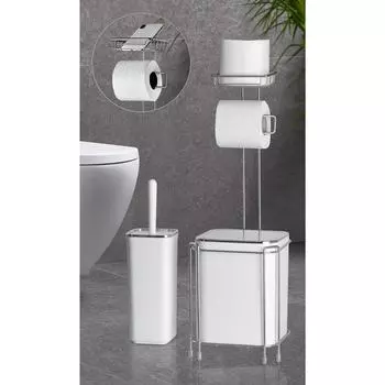 EPeddler Home Ocean Home Держатель для туалетной бумаги с хромированной подложкой Белый мусорный бак и набор щеток для туалета