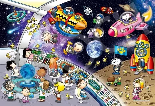 Epoch 1053 Супер Маленький Пазл PEANUTS Snoopy Space Travel с клеем и шпателем с очками EPOCH (26x38см) 32-605с