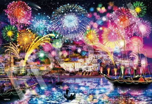 EPOCH 1053 Super Small Piece Jigsaw Puzzle Marine Art - Amalfi Night (26x38cm) with glue, spatula, score ticket