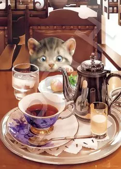 EPOCH 500 Piece Jigsaw Puzzle Makoto Muramatsu Tea Time and Kitten x With Spatula Score Ticket Included EPOCH Illustration/Art (38 53cm) 06-519s Glue,
