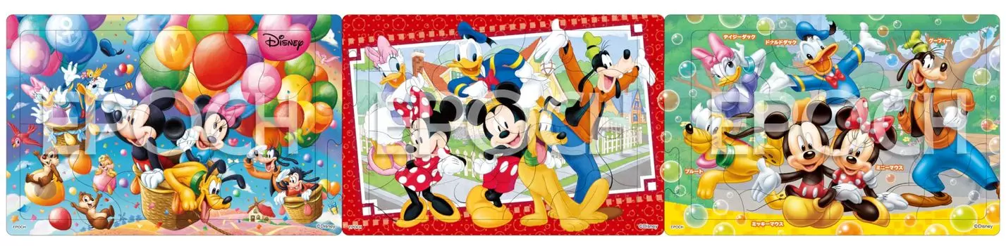 EPOCH Steps Panorama Disney Mickey Mouse and Fun Friends Pieces Step Up with 3 Puzzles Puzzle с бумажным креплением для детей от 4 лет и старше Toy ST Mark