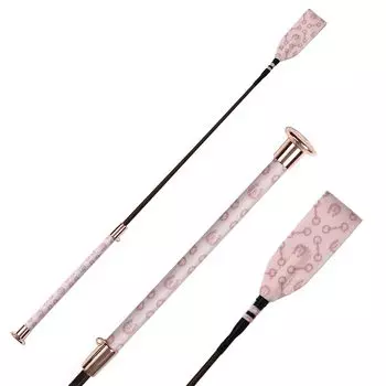 EQULIBERTA Grained Leather Short Whip Gold Total Length 19cm Pink/Pink 65cm/Grip EQ-WH-1782