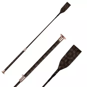 EQULIBERTA Grained Leather Short Whip Gold Total Length 19cm Brown/Pink 65cm/Grip EQ-WH-1782