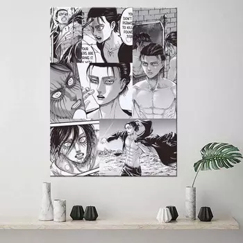 Eren Jeager Kyojin Yeager Titan Shingeki SNK Манга Без атаки на Титанов Домашний декор Настенный художественный принт постер Холст Плакат Живопись 21*30cm