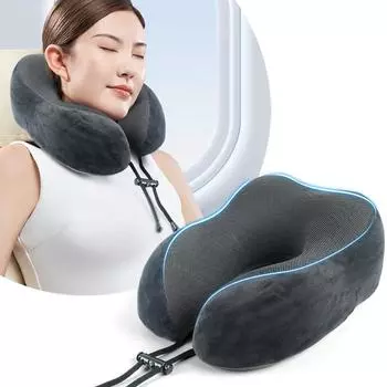 Ergonomic design of U-shaped pillow for lunch break, meeting all kinds of scenes of business trip to work See below for size descriptions чёрный