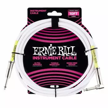 ERNIE BALL 6049 Музыкальный инструментальный экранированный кабель 10 футов ИНСТРУМЕНТАЛЬНЫЙ КАБЕЛЬ белый [оригинальный продукт] 3,04 м белый