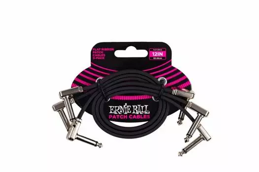 ERNIE BALL 6222 плоский ленточный соединительный кабель 3 шт. 12 дюймов 30 см [оригинальный продукт] чёрный