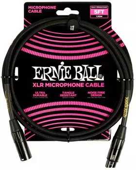 ERNIE BALL 6390 Microphone Cable 5 Feet BRAIDED XLR MICROPHONE CABLE Black [Genuine Product] MALE/FEMALE 1.52m