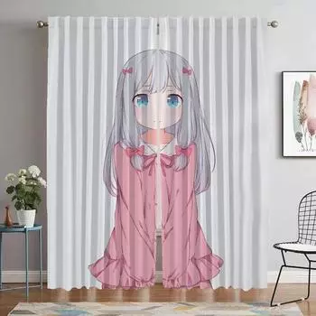 Eromanga Sensei Kitchen Curtains for Camera Elegant Room Curtains 2 Pieces Blackout Curtain Shades Halloween Decoration Living W50xH70cmx2pcs-CL