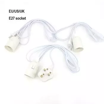 ЕС, США, Великобритания E27, шнур питания переменного тока, кабель 1,8 м, цоколь для лампы, подвесной держатель, вилка, эклектическая светодиодная лампа, адаптер для лампы, провод переключателя EU cord