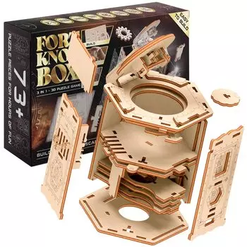 ESC WELT Fort Knox Box PRO 3D Puzzle Game 3 в 1 Puzzle Box Model Build Escape Room Game Деревянные головоломки Деревянные загадки Пасхальный подарочный ящик Puzzle Game 3D